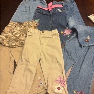 Vintage Y2K  Embroidered 3T Pants and Skirt Lot